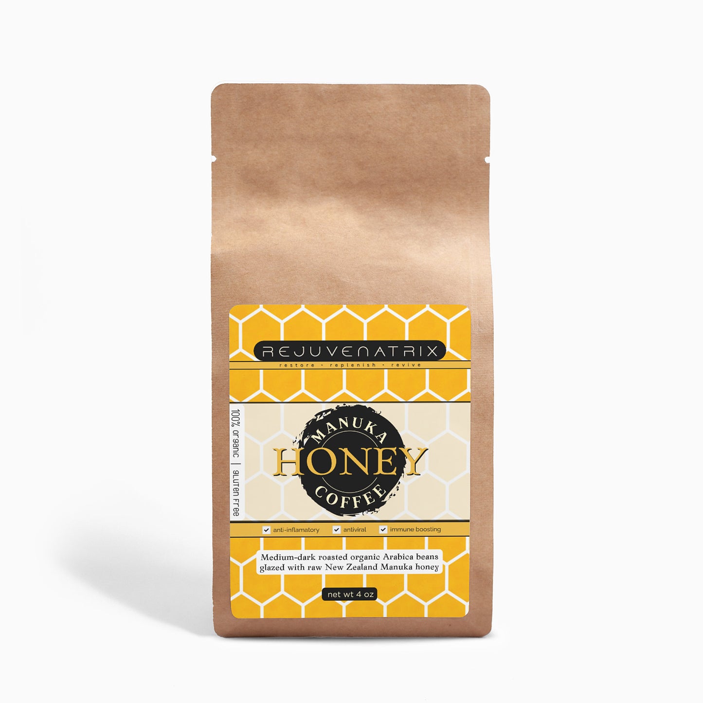 HONEY: Manuka Honey Coffee 4oz (WHOLE BEAN)